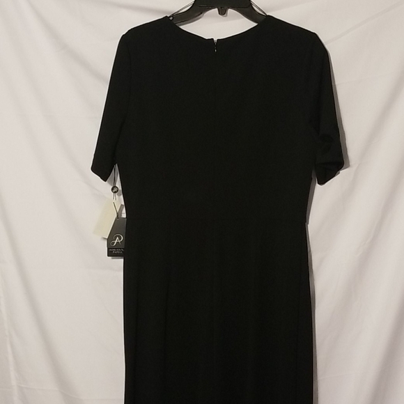 𝅺Adrianna Papell Black Wide Leg Floral Velvet Appliqué Jumpsuit - Picture 5 of 11